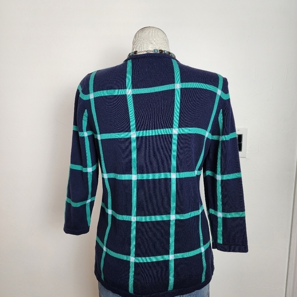 Coldwater Creek Blue & Green Button Down Quarter Sleeve Women's Cardigan  Size S - Picture 2 of 6